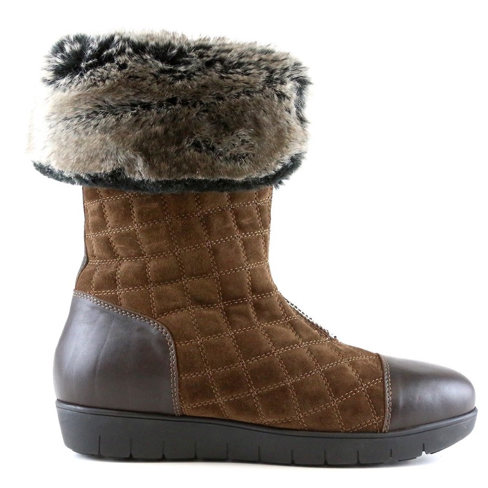 Aquatalia Z39128* Hovercraft Mid Calf Fur Boots Brown Women Size 7.5M